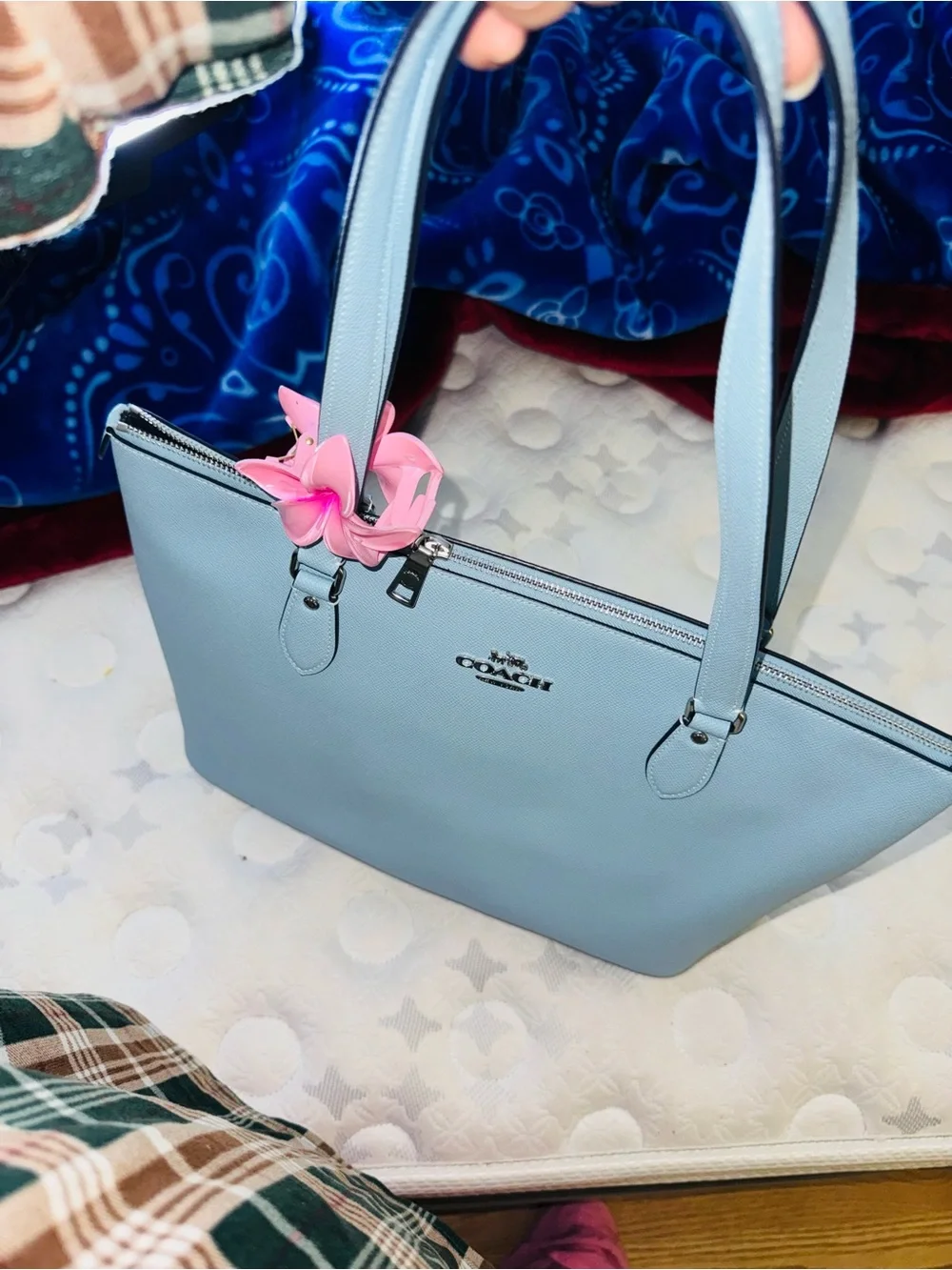 Coach Powder Blue Leather Tote